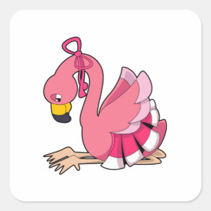 Flamingo med Ribbon Fyrkantigt Klistermärke