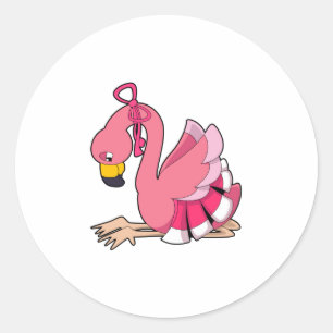 Flamingo med Ribbon Runt Klistermärke