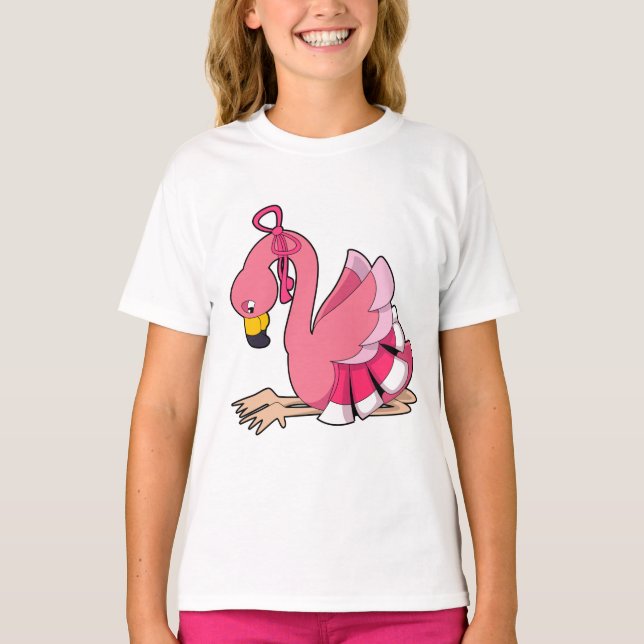 Flamingo med Ribbon T Shirt (Framsida)