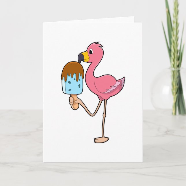 Flamingo med rispinne kort (Framsida)