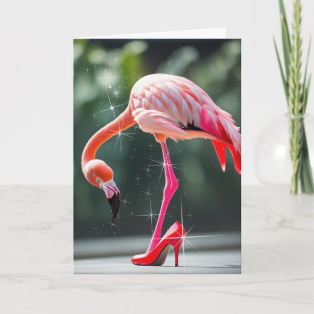 Flamingo med röd, högljudd stöt kort (Framsida)