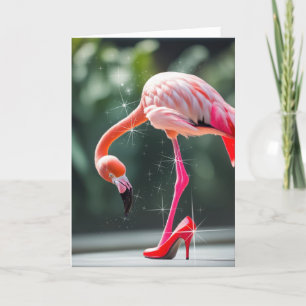 Flamingo med röd, högljudd stöt kort