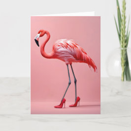 Flamingo med röda skor kort