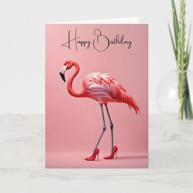 Flamingo med röda skor kort (Framsida)