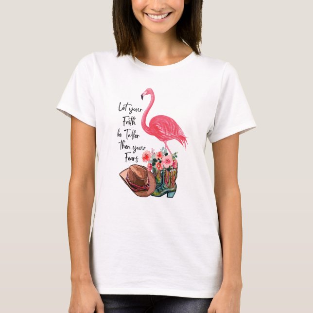 Flamingo med rosa flamin t shirt (Framsida)