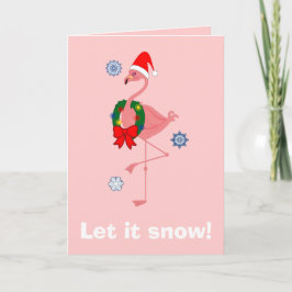 Flamingo med Santa Hat och andedräkt Helgkort