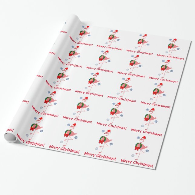 Flamingo med Santa hatt- och krangod jul Presentpapper (Utrullad)