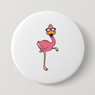 Flamingo med solglasögon knapp