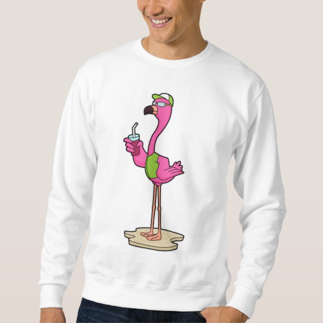 Flamingo med solglasögon och Sockel Lång Ärmad Tröja (Framsida)