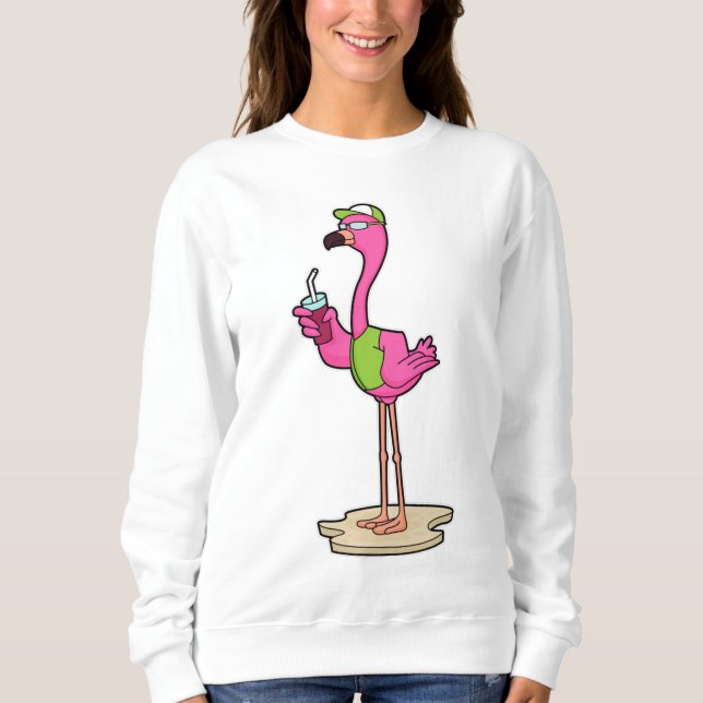 Flamingo med solglasögon och Sockel T Shirt (Framsida)