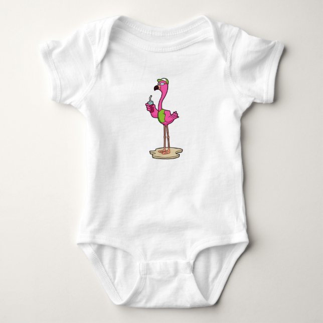 Flamingo med solglasögon och Sockel T Shirt (Framsida)