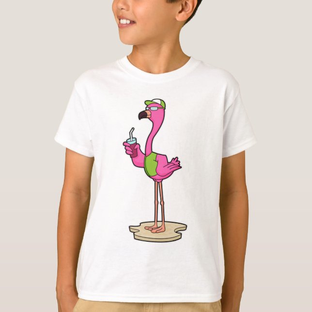 Flamingo med solglasögon och Sockel T Shirt (Framsida)