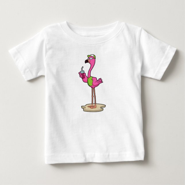 Flamingo med solglasögon och Sockel T Shirt (Framsida)