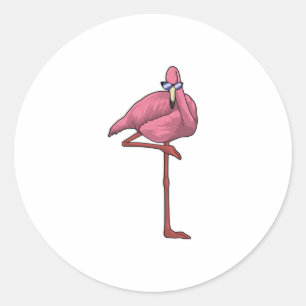 Flamingo med solglasögon runt klistermärke