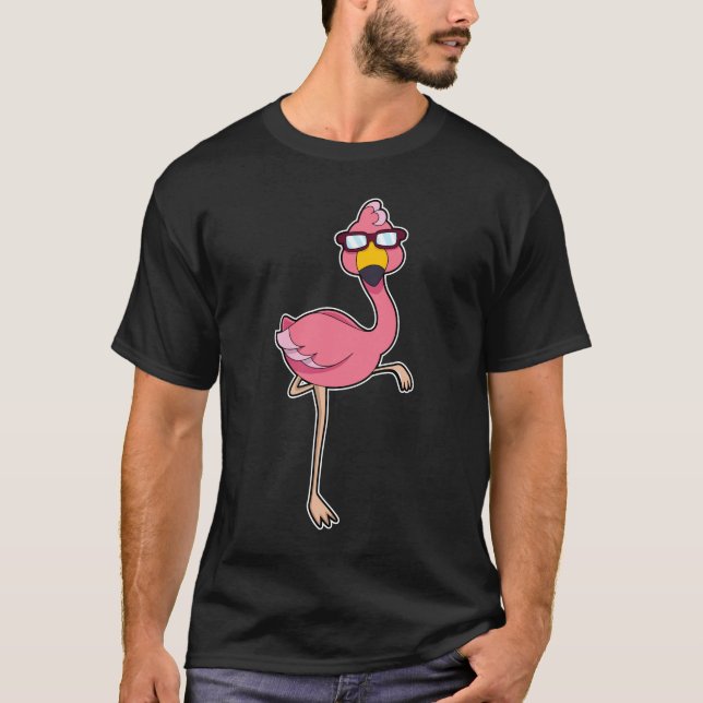 Flamingo med solglasögon t shirt (Framsida)