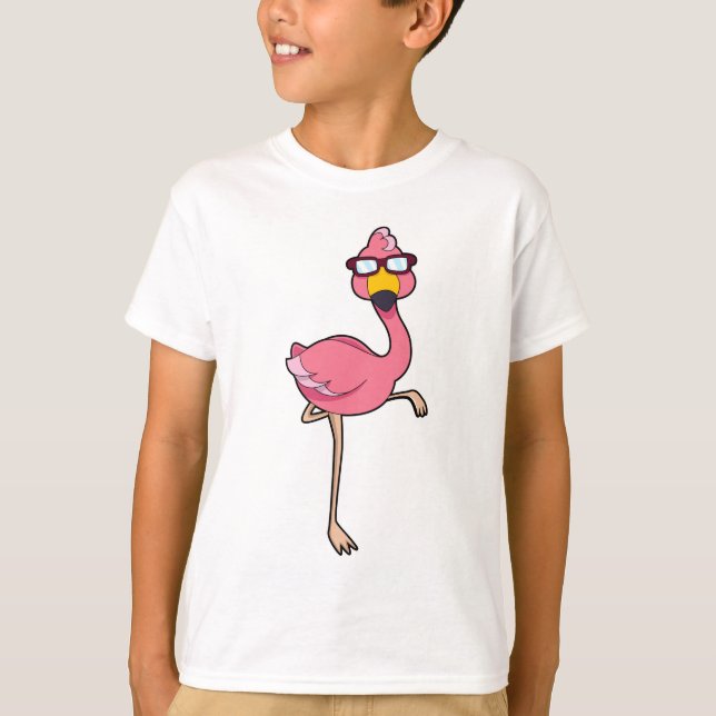 Flamingo med solglasögon t shirt (Framsida)