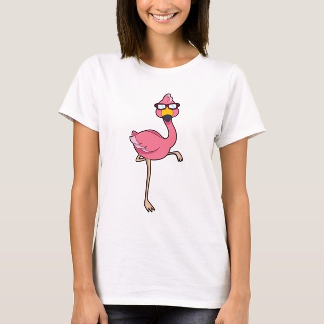 Flamingo med solglasögon t shirt (Framsida)