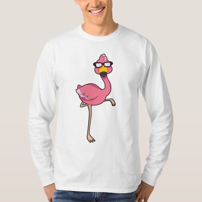 Flamingo med solglasögon t shirt (Framsida)