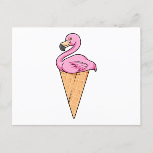 Flamingo med våffel av glass vykort
