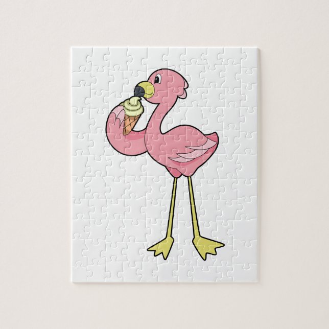 Flamingo med våffelglass pussel (Vertikal)