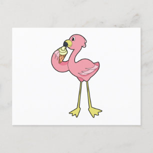 Flamingo med Våffelglass Vykort