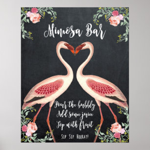 Flamingo Mimosa Bar Bröllopsskylt kritskriftsbräda Poster