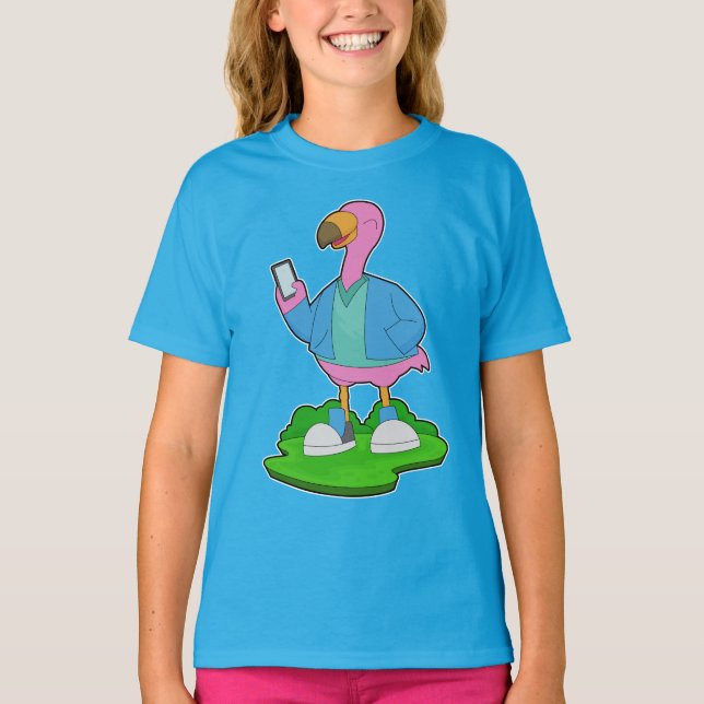 Flamingo mobiltelefon t shirt (Framsida)