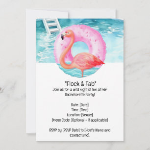 Flamingo Möhippa Bassäng Party Inbjudningar