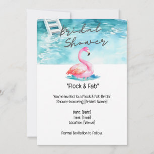 Flamingo Möhippa Bassäng Party Inbjudningar