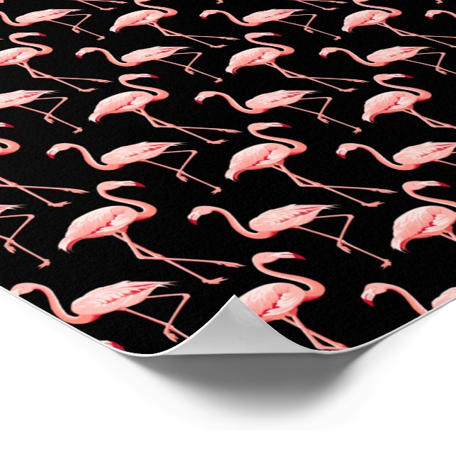 Flamingo Mönster Rosa Fågel Tropisk Djurfantast Poster (Hörn)