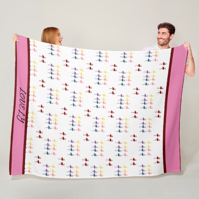 Flamingo Mönsterfärgat Fleecefilt (På plats)