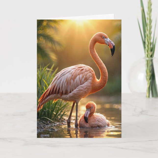 Flamingo Mor med Chick Kort (Framsida)