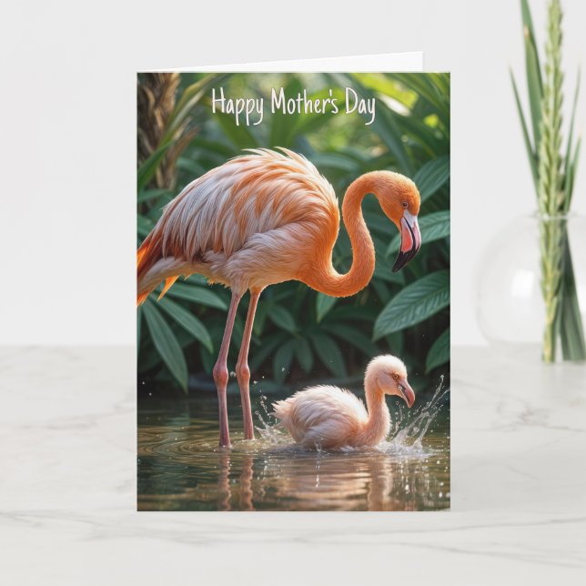 Flamingo Mor med Chick Kort (Framsida)