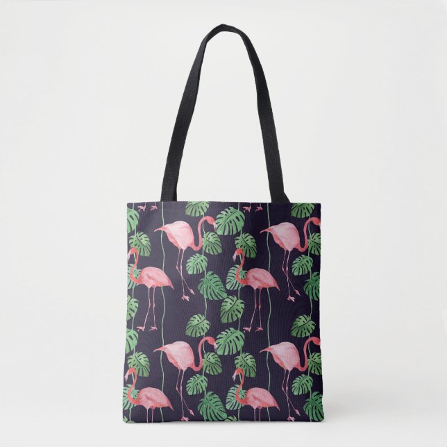 Flamingo Mörk: Small Watercolor Mönster. Tygkasse (Framsida)