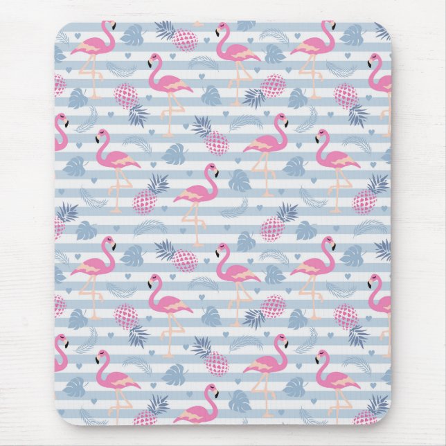 Flamingo Mousepad - Rosa och Blue Musmatta (Framsidan)