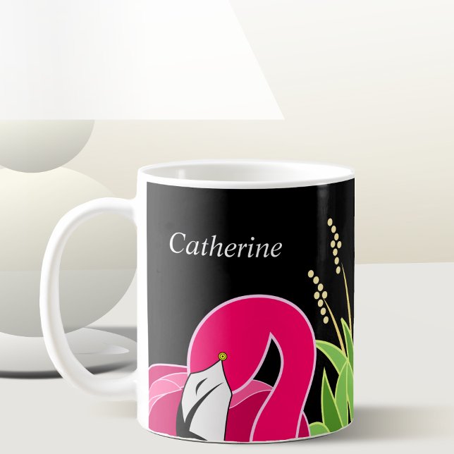 Flamingo Mugg med Personlig Namn (Personalized Bird Mug)