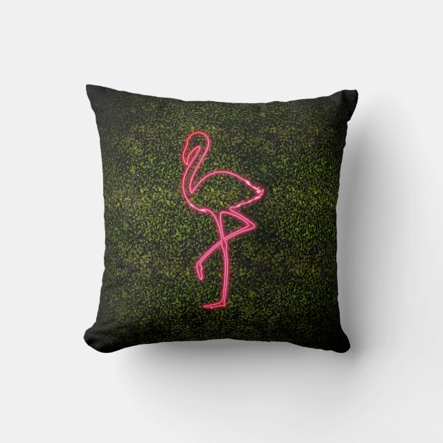 Flamingo Neonljusskylt Buxbom Kudde (Framsida)