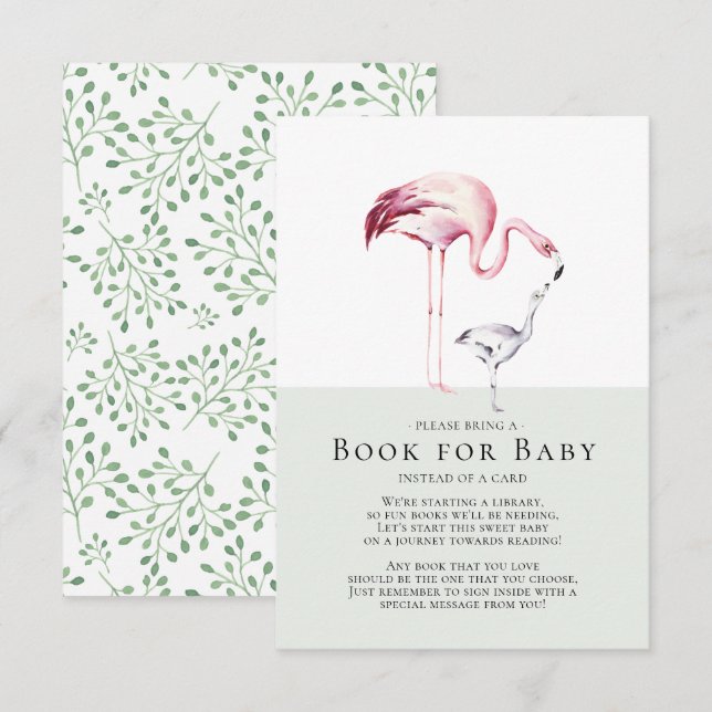 Flamingo Neutralt Baby Shower Bok för Baby Card Inbjudningar (Fram/baksida)