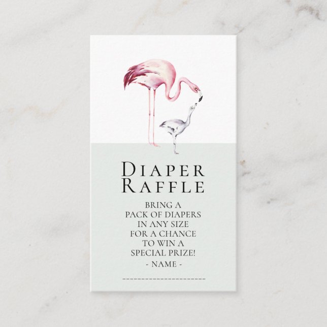 Flamingo Neutralt Baby Shower Diaper Raffle Biljet Tilläggskort (Framsida)