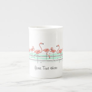 Flamingo Ocean Line Text bone china mugg Benporslin Mugg