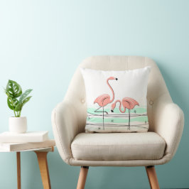 Flamingo Ocean Pair aqua check back Kudde