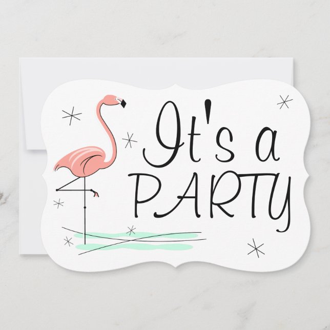 Flamingo Ocean 'Party' inbjudan fäste (Framsida)