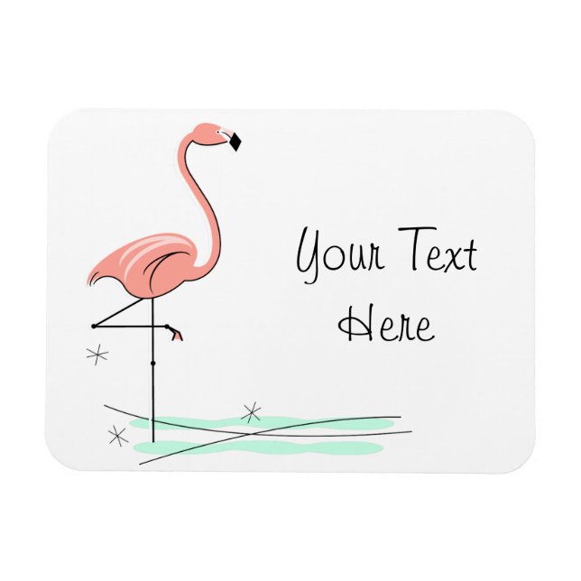 Flamingo Ocean Side Text Flexibel Magnet (Horisontell)