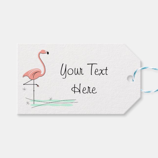 Flamingo Ocean Side Text-märkre Presentetikett (Framsidan (Horisontell))