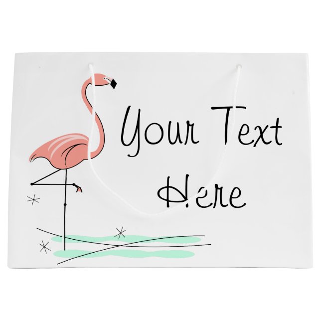 Flamingo Ocean Side Text-presentsäck stor (Framsidan)