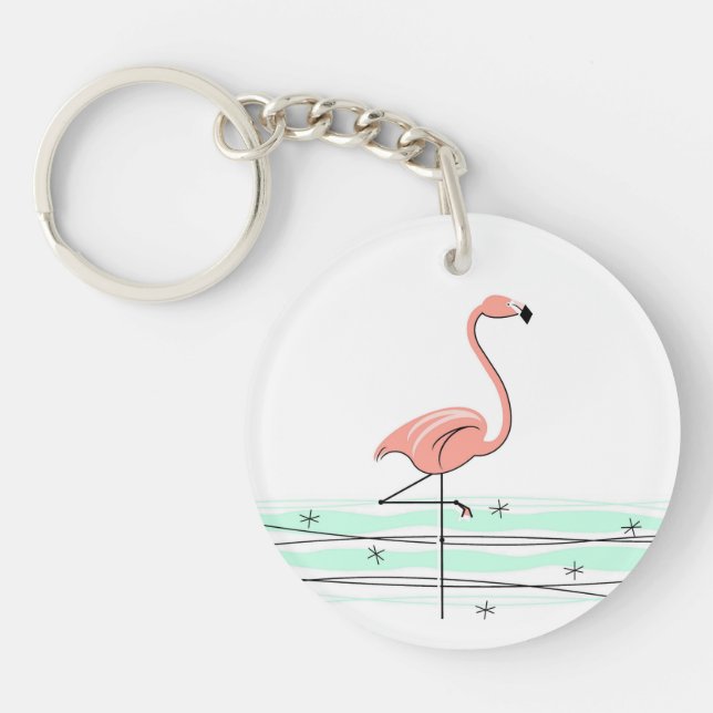 Flamingo Ocean text back-akrylisk nyckelkedja (Framsidan)