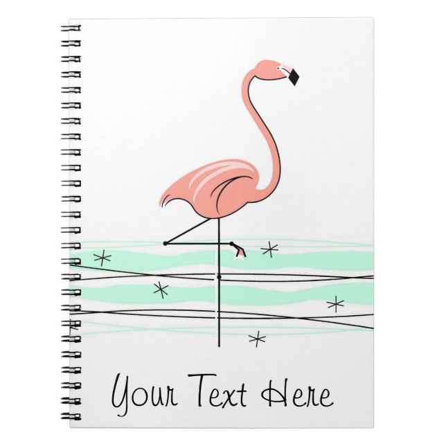 Flamingo Ocean Text notebook Anteckningsbok (Framsidan)