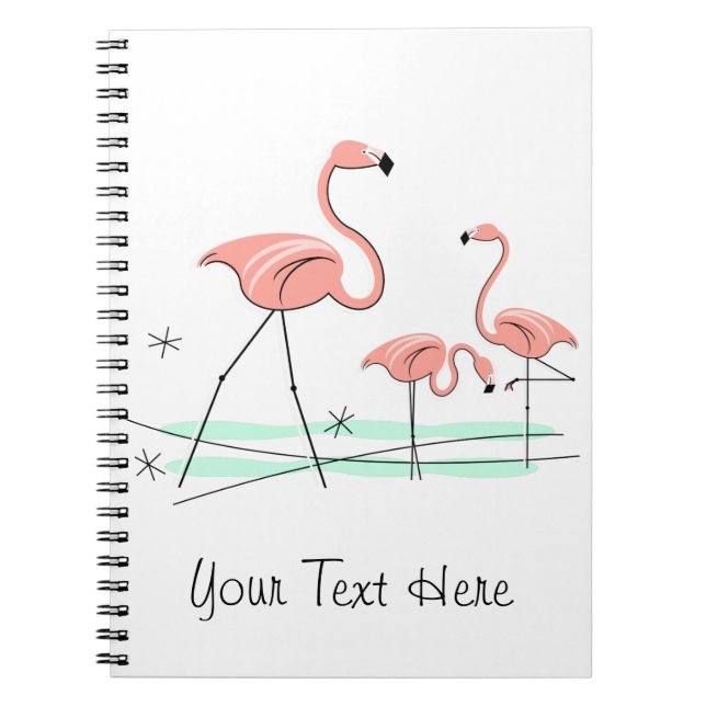 Flamingo Ocean Trio 2 Text notebook Anteckningsbok Med Spiral (Framsidan)