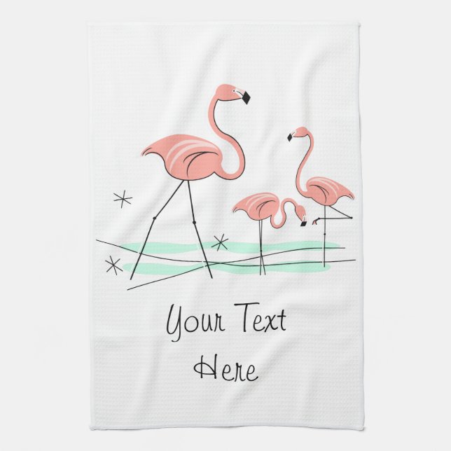 Flamingo Ocean Trio 2 Textura för kökshandduk (Vertikal)