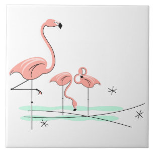 Flamingo Ocean Trio 4-panel Kakelplatta